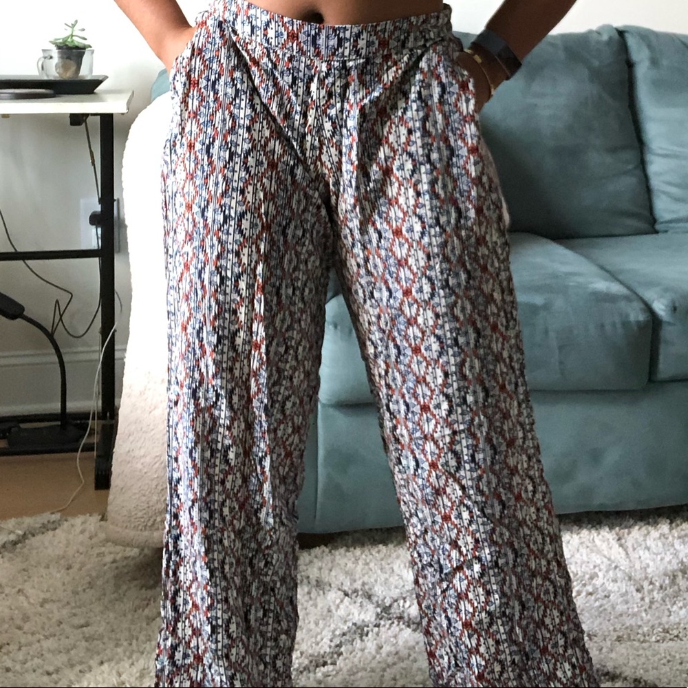 Tribal Print Wide Leg Pants Size Large